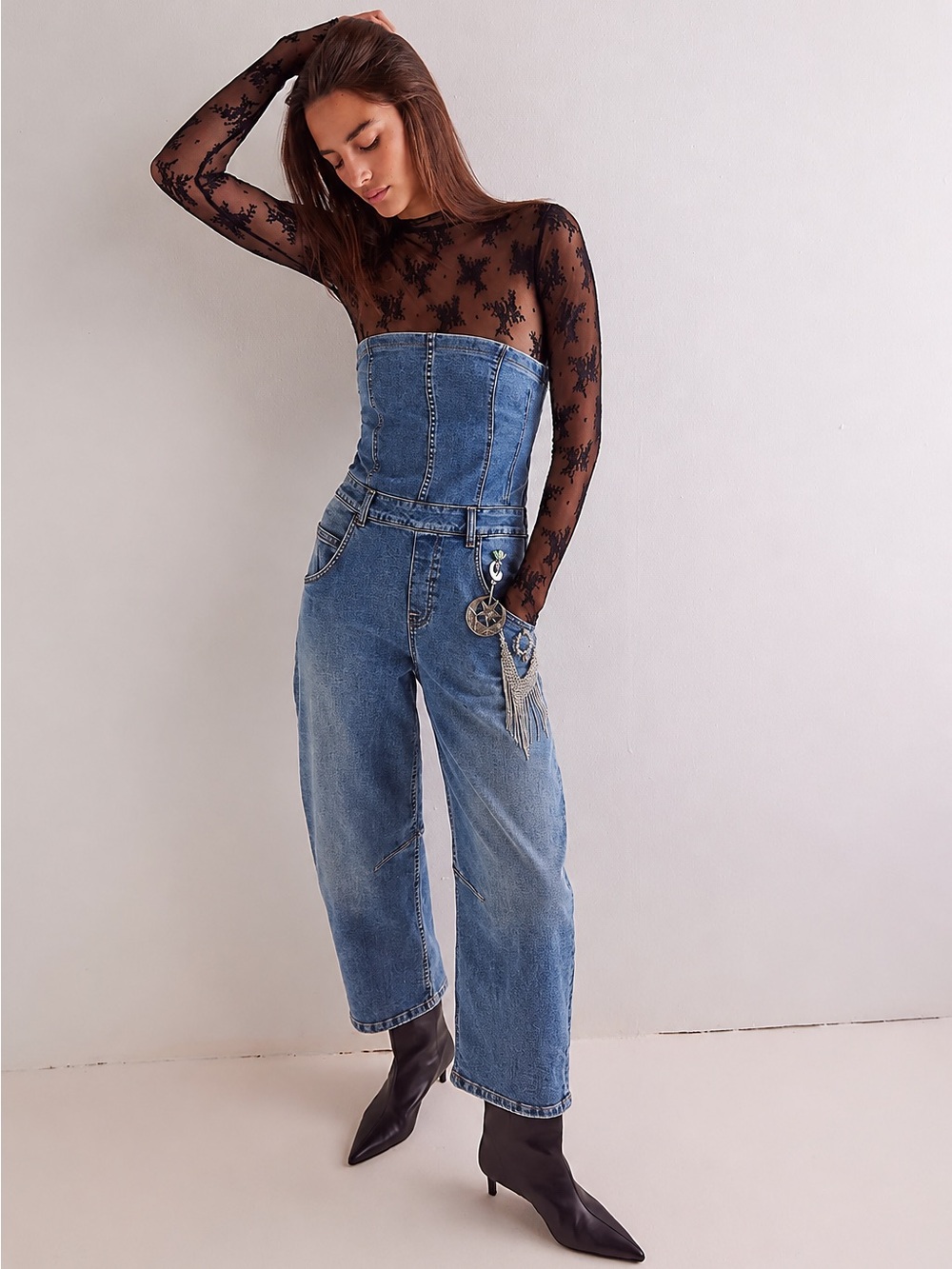We the Free Je Suis Pret Barrel Corest Jumpsuit Boho Festival Size M - Picture 3 of 16